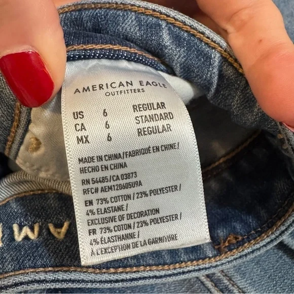 American Eagle Hi Rise Jegging Jeans 6 Regular Denim Distressed - Picture 4 of 5